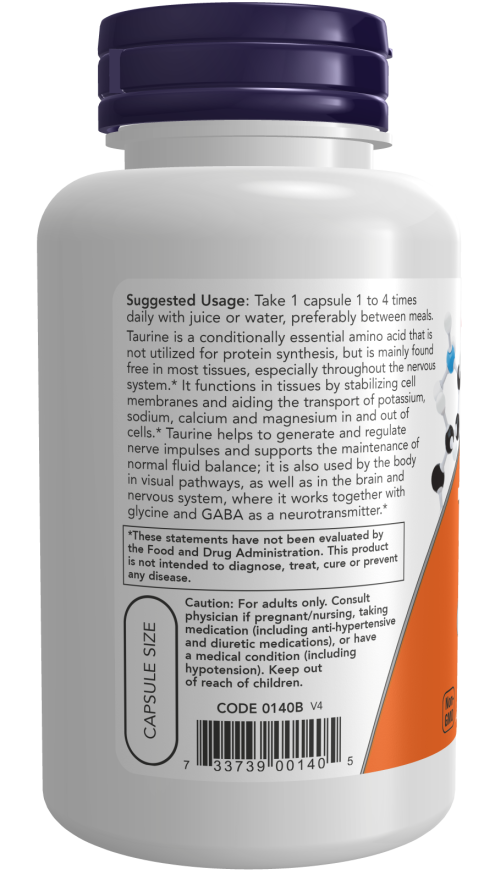 Taurine 500 mg Veg Capsules (100 Veg Capsules)
