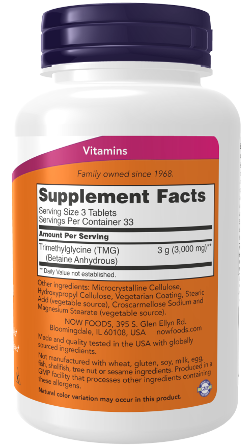 TMG Betaine 1,000 mg Tablets (100 Tablets)
