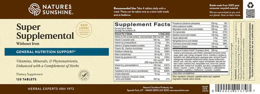Super Supplemental Vit. & Min. w/o Iron (120 tabs)