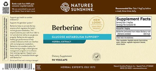 Berberine - Herbal Dietary Supplement for Metabolism (90 caps)