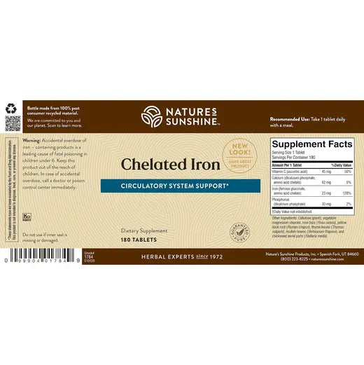 Iron, Chelated (180 tabs)