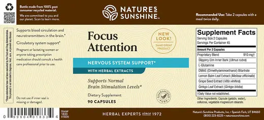 Focus Attention Herbal Dietary Supplement (90 caps)