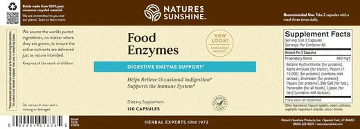 Food Enzymes - Digestive Relief & Support Dietary Supplement (120 caps)