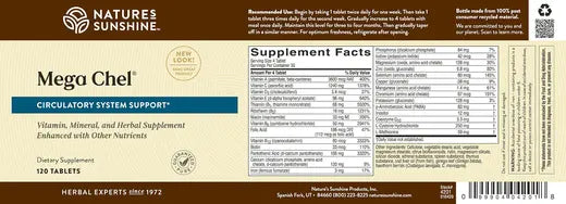 Mega-Chel Dietary Supplement for Circulatory System Support (120 tabs)