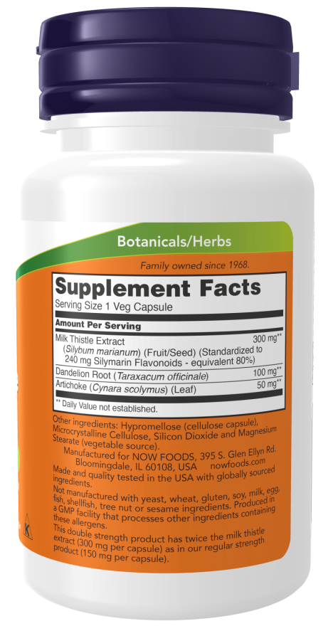 Milk Thistle Extract, Double Strength 300 mg Veg Capsules (100 Veg Capsules)