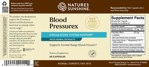Blood Pressurex - Circulatory System Herbal Supplement (60 caps)