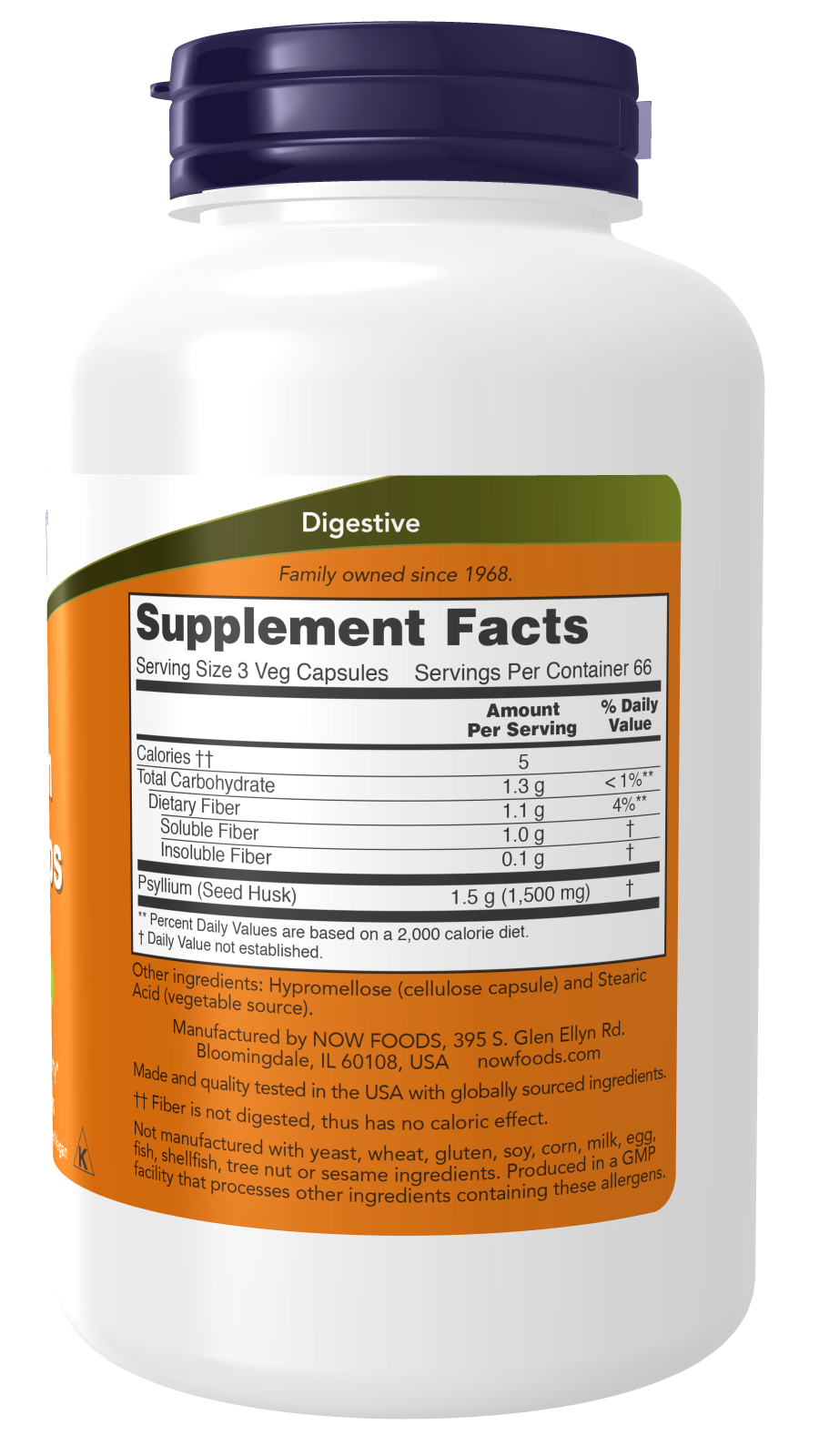 Psyllium Husk Caps 500 mg Veg Capsules (500 Veg Capsules)