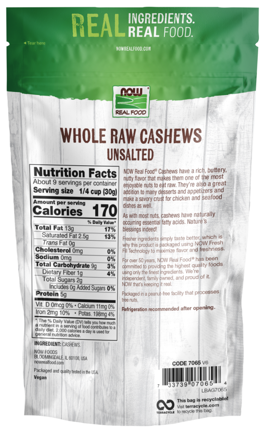 Cashews, Whole, Raw & Unsalted