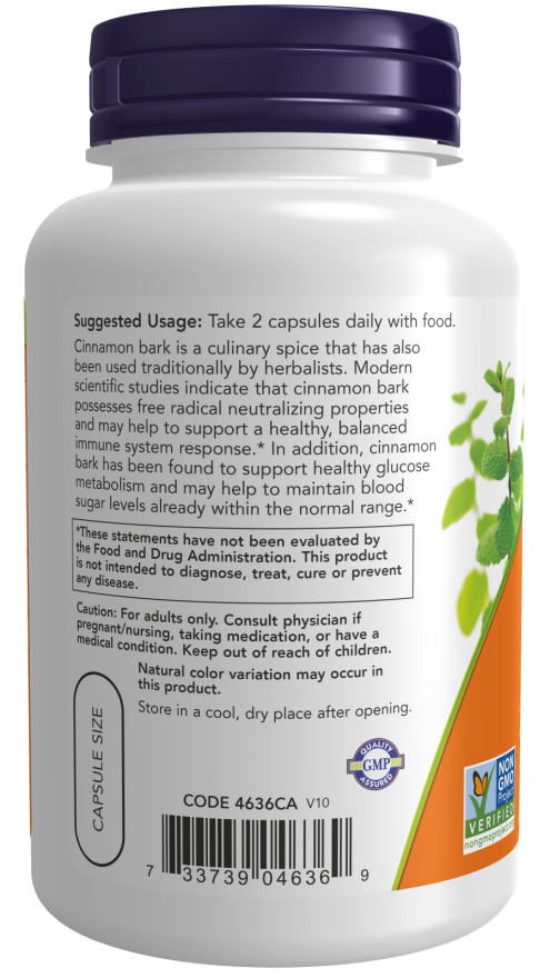 Cinnamon Bark 600 mg Veg Capsules