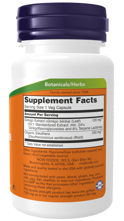 Ginkgo Biloba, Double Strength 120 mg Veg Capsules