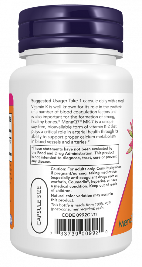 MK-7 Vitamin K-2 100 mcg Veg Capsules