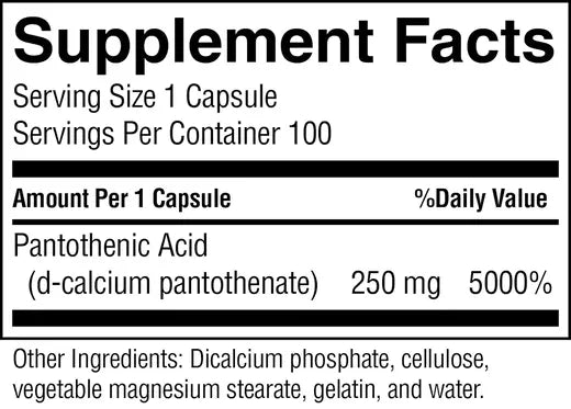 Pantothenic Acid (250 mg) (100 caps)