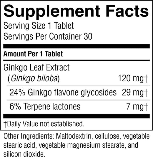 Ginkgo Biloba Extract T/R (30 tabs)