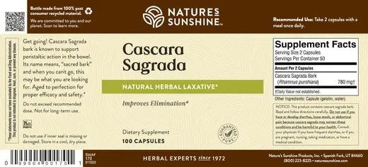 Cascara Sagrada - Intestinal Support Dietary Supplement (100 caps)