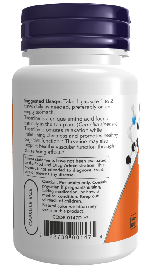 L-Theanine, Double Strength 200 mg Veg Capsules (60 Veg Capsules)