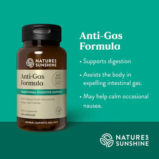 Herbal Gas Relief Anti-Gas Supplement w/Lobelia (100 caps)