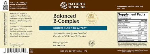 Vitamin B Complex, Balanced (120 tabs)