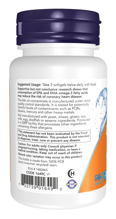 Omega-3 Fish Oil, Molecularly Distilled Softgels (30) 1649