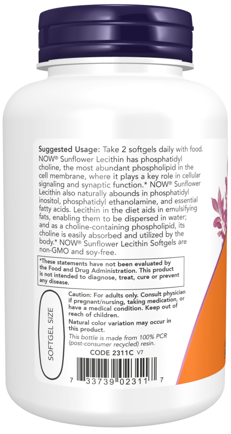 Sunflower Lecithin 1200 mg Softgels (100 Softgels)