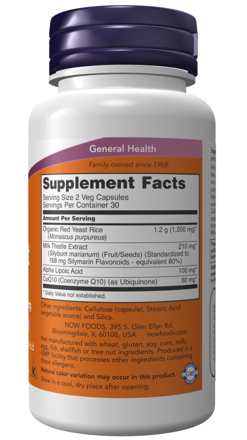 Red Yeast Rice 600 mg with CoQ10 30 mg Veg Capsules (60 Veg Capsules)