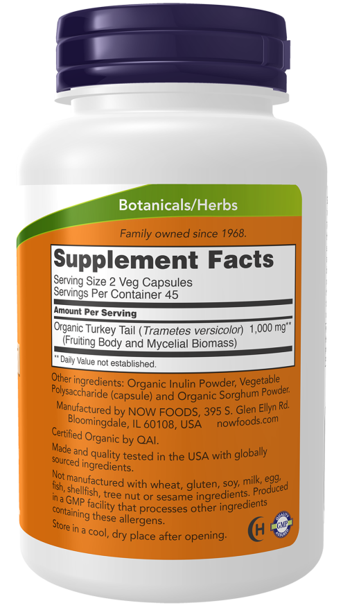 Turkey Tail 500 mg Veg Capsules (90 Veg Capsules)