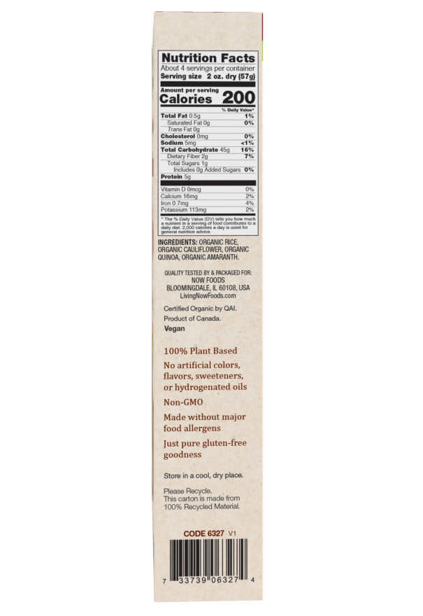 Cauliflower and Multigrain Rotini Pasta, Organic 8 oz.