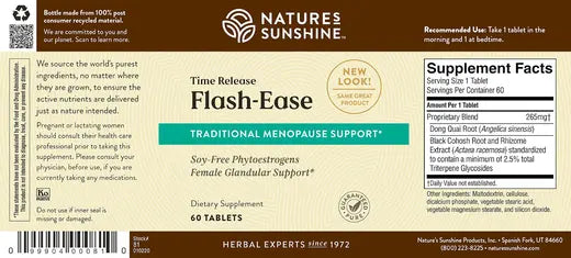Flash Ease Time Release Tablets for Menopause Support (60 tabs)