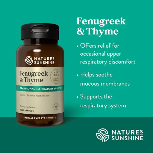 Fenugreek & Thyme Upper Respiratory Relief Supplement (100 caps)