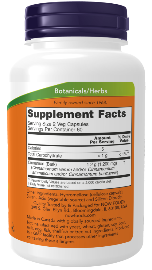 Cinnamon Bark 600 mg Veg Capsules