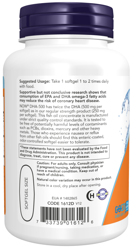 DHA-500 Fish Oil, Double Strength Softgels