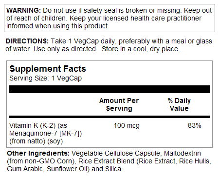 Vitamin K-2 VegCaps 100 mcg