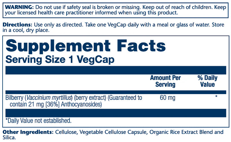 Bilberry Extract 60mg