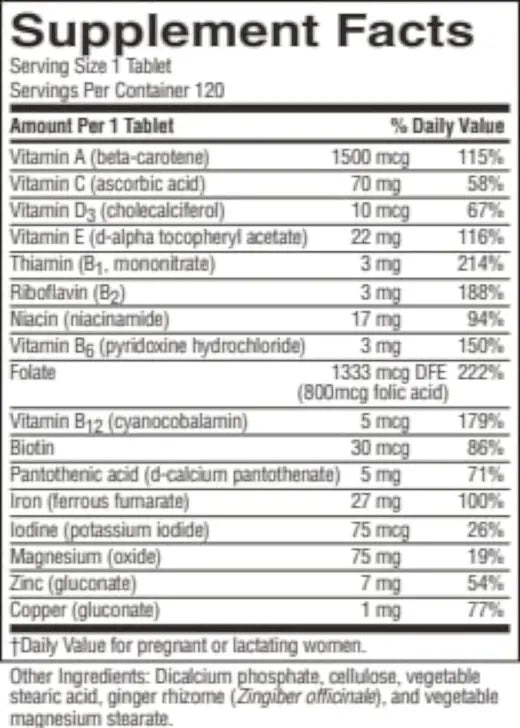 Nature’s Prenatal Multivitamin (120 tabs)