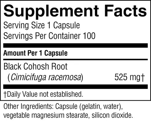 Natural Menopzuse Supplement Black Cohosh (100 caps)